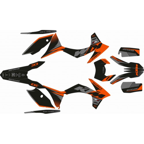 KIT ADHESIVOS KTM EXC 12/13 NARANJA / NEGRO