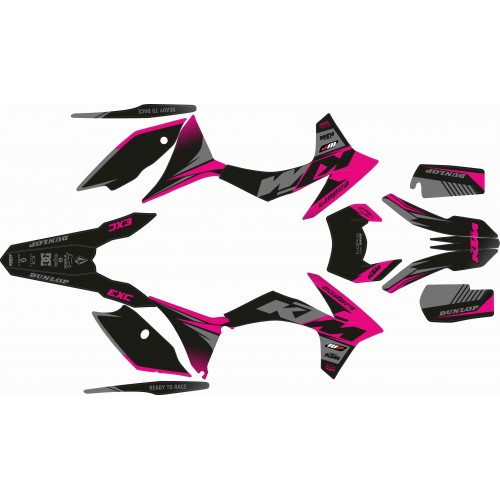 KIT ADHESIVOS KTM EXC 12/13 FUSIA / NEGRO