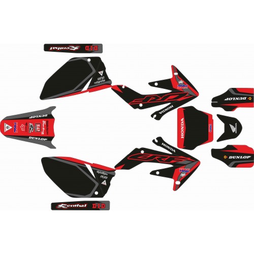 KIT ADHESIVOS CRF 250 04/05 NEGRO/ROJO