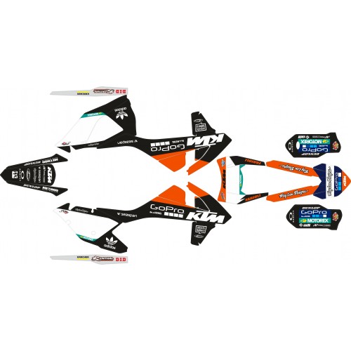 KIT ADHESIVOS KTM EXC 17/19 GOPRO NEGRO / BLANCO