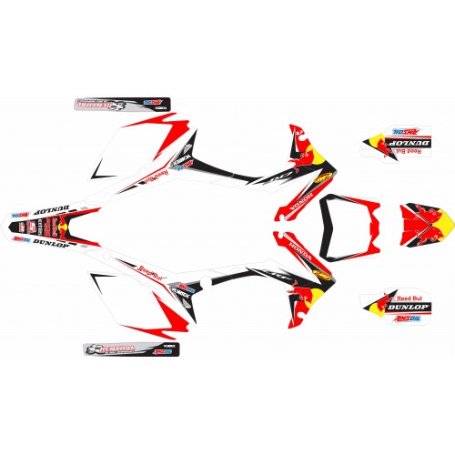 KIT ADHESIVOS CRF 250 14/17 CRF 450 13/16 TORO ROJO