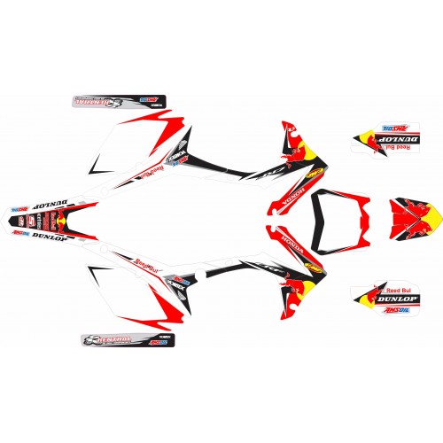 KIT ADHESIVOS CRF 250 14/17 CRF 450 13/16 TORO ROJO