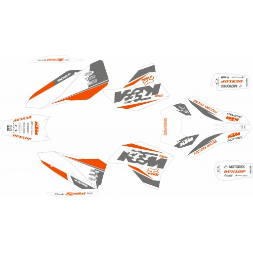 KIT ADHESIVOS KTM EXC 08/11 SPONSOR NARANJA/GRIS/BLANCO