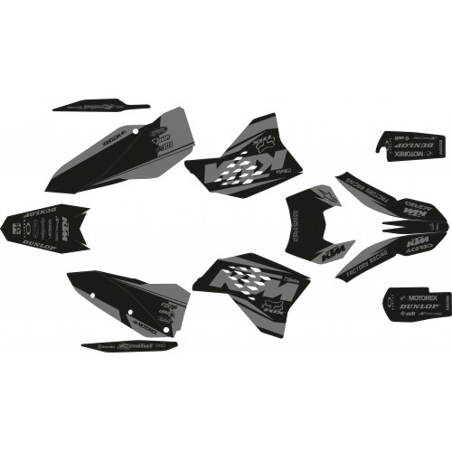 KIT ADHESIVOS KTM EXC 08/11 SPONSOR NEGRO/GRIS