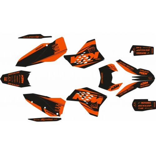 KIT ADHESIVOS KTM EXC 08/11 SPONSOR NEGRO/NARANJA