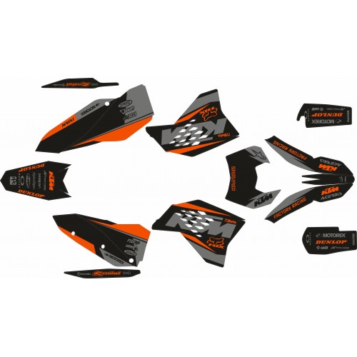 KIT ADHESIVOS KTM EXC 08/11 SPONSOR NEGRO/NARANJA/GRIS