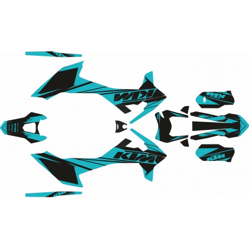 KIT ADHESIVOS KTM 690 R 19/25 TURQUESA/NEGRO
