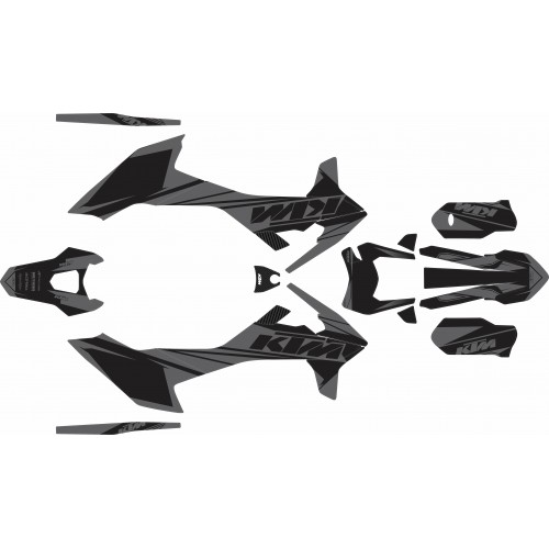 KIT ADHESIVOS KTM 690 R 19/25 GRIS/NEGRO