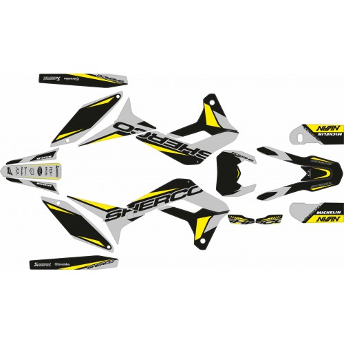 KIT ADHESIVOS SHERCO SE/SE-F 17/23 NEGRO/GRIS/AMARILLO