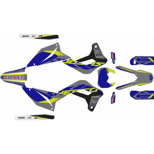 KIT ADHESIVOS SHERCO SE/SE-F 17/23 AZUL/GRIS/LIMA