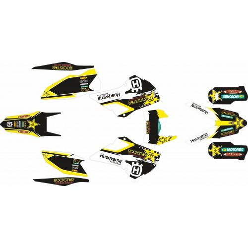 KIT ADHESIVOS HUSQVARNA TE/FE 2016 ROCKSTAR NEGRO