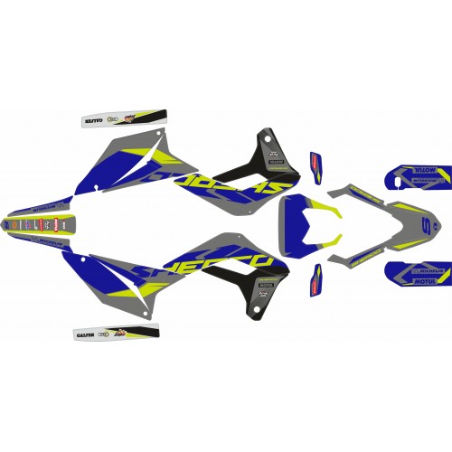 KIT ADHESIVOS SHERCO SE/SE-F 2024  AZUL/GRIS/LIMA