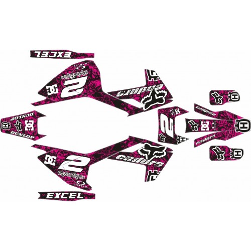 ADHESIVOS HUSQVARNA TE/FE 17/19 GRUNGE NEGRO/ROSA