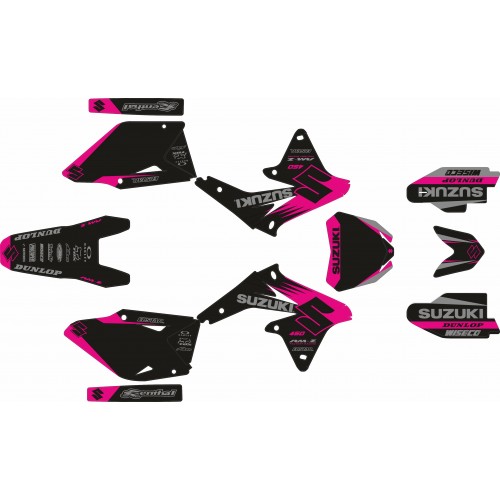 KIT ADHESIVOS SUZUKI RMZ 450 08/17 NEGRO /GRIS / FUSIA