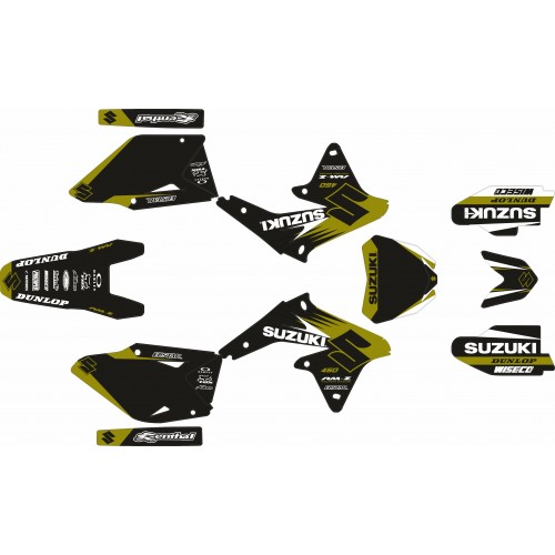 KIT ADHESIVOS SUZUKI RMZ 450 08/17 NEGRO / BLANCO / DORADO