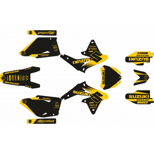 KIT ADHESIVOS SUZUKI RMZ 450 08/17 NEGRO /AMARILLO RETRO