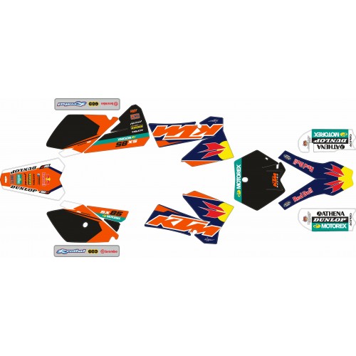 KIT DE ADHESIVOS KTM SX 85 06/12 TORO ROJO AZUL/NEGRO