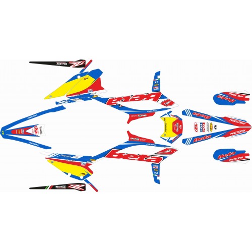 KIT ADHESIVOS BETA RR 20/21 AZUL/ROJO DORSAL AMARILLO