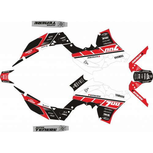 KIT ADHESIVOS YAMAHA TENERÉ 700 RACING BLANCO/ROJO/NEGRO